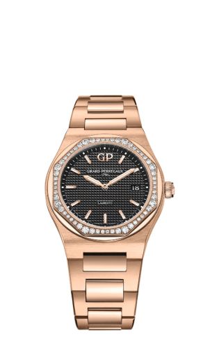 Girard-Perregaux 80189D52A632-52A : Laureato 34 Quartz Pink Gold / Diamond / Black / Alligator