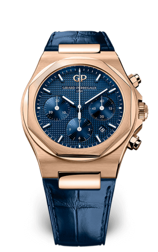 Girard-Perregaux 81020-52-432-BB4A : Laureato 42 Chronograph Pink Gold / Blue / Alligator