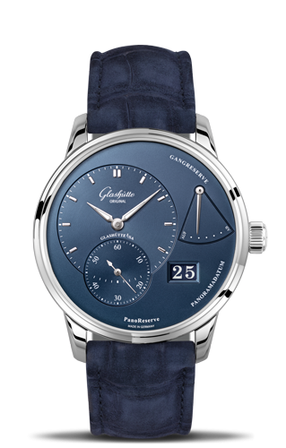 Glashütte Original 1-65-01-26-12-30 : PanoReserve Stainless Steel / Blue . Alligator / Folding