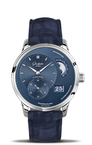 Glashütte Original 1-90-02-46-32-30 : PanoMatic Lunar Stainless Steel / Blue / Alligator