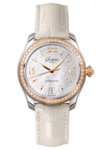 Glashütte Original 1-39-22-09-16-44 : Lady Serenade Stainless Steel / Rose Gold / Diamond / MOP / Alligator / Pin