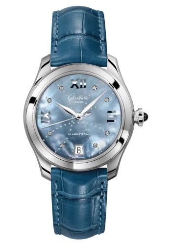 Glashütte Original 1-39-22-11-02-44 : Lady Serenade Stainless Steel / Blue MOP - Index Line / Alligator / Pin