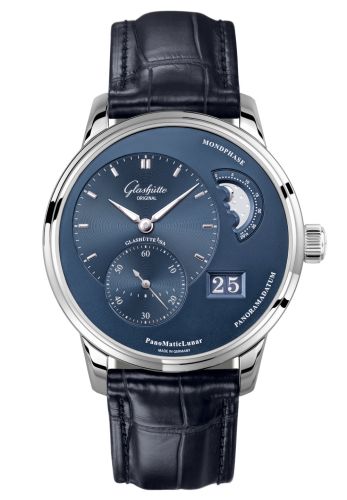 Glashütte Original 1-90-02-46-32-01 : PanoMatic Lunar Stainless Steel / Blue / Alligator / Pin