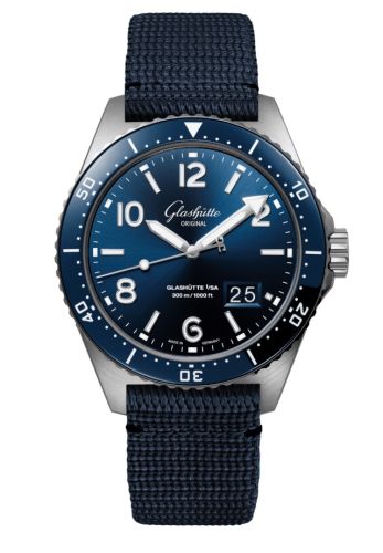 Glashütte Original 1-36-13-02-81-09 : SeaQ Panorama Date Stainless Steel / Blue / Synthetic - Pin