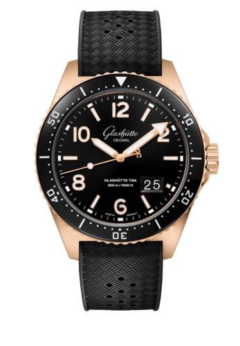 Glashütte Original 1-36-13-03-90-33 : SeaQ Panorama Date Red Gold / Black / Rubber -/ Folding