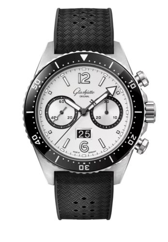 Glashütte Original 1-37-23-03-80-06 : SeaQ Chronograph Stainless Steel / Silver Screen / Rubber / Pin