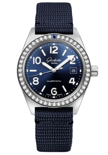 Glashütte Original 1-39-11-09-62-08 : SeaQ Date Stainless Steel / Diamond / Blue / Synthetic - Pin