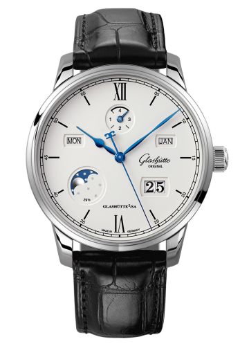 Glashütte Original 1-36-02-01-02-01 : Senator Excellence Perpetual Calendar Stainless Steel / Silver / Alligator / Pin