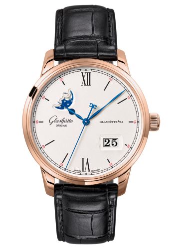 Glashütte Original 1-36-04-02-05-50 : Senator Excellence Panorama Date Moonphase Red Gold / Silver / Alligator / Folding