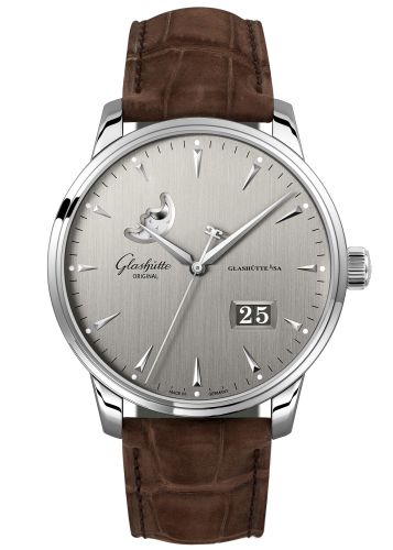 Glashütte Original 1-36-04-03-02-51 : Senator Excellence Panorama Date Moonphase Stainless Steel / Grey / Alligator / Folding