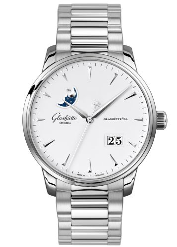 Glashütte Original 1-36-04-05-02-70 : Senator Excellence Panorama Date Moonphase Stainless Steel / Silver / Alligator / Folding