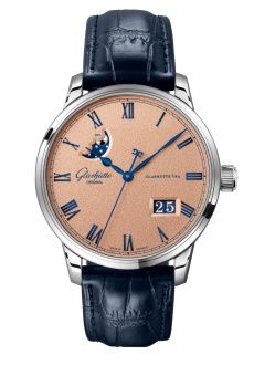 Glashütte Original 1-36-24-04-02-01 : Senator Excellence Panorama Date Moonphase Stainless Steel / Frosted Copper / Alligator - Pin