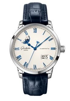 Glashütte Original 1-36-24-05-02-61 : Senator Excellence Panorama Date Moonphase Stainless Steel / Frosted Silver / Alligator - Folding