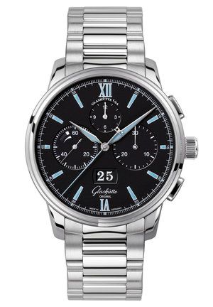 Glashütte Original 1-37-01-03-02-70 : Senator Chronograph Panorama Date Stainless Steel / Black / Bracelet