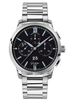 Glashütte Original 1-37-01-03-02-71 : Senator Chronograph Panorama Date Stainless Steel / Black / Bracelet