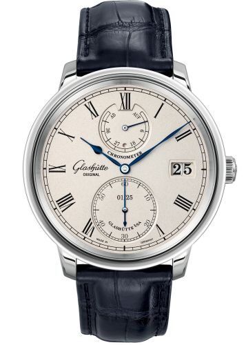 Glashütte Original 1-58-03-01-04-01 : Senator Chronometer White Gold / Silver / Alligator / Pin