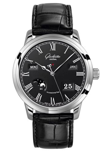 Glashütte Original 100-02-25-12-01 : Senator Perpetual Calendar Stainless Steel / Black / Alligator / Pin