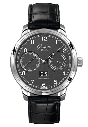 Glashütte Original 100-14-02-02-04 : Senator Observer Stainless Steel / Grey / Alligator / Folding