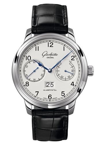 Glashütte Original 100-14-05-02-04 : Senator Observer Stainless Steel / Silver / Alligator / Folding