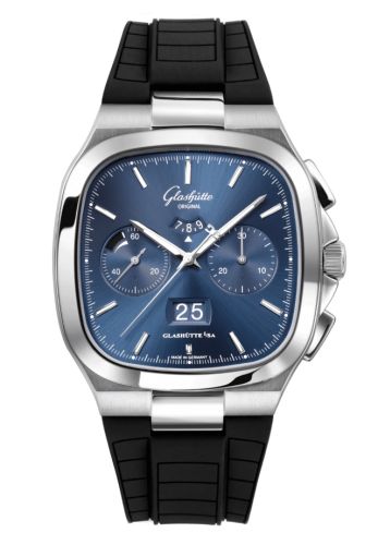 Glashütte Original 1-37-02-08-02-63 : Seventies Chronograph Panorama Date Blue / Rubbe r - Folding