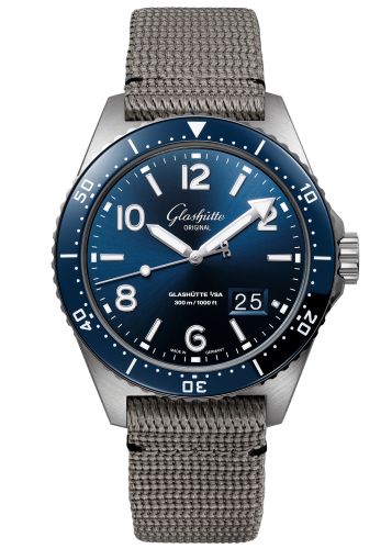 Glashütte Original 1-36-13-02-81-08 : SeaQ Panorama Date Stainless Steel / Blue / Textile / Pin