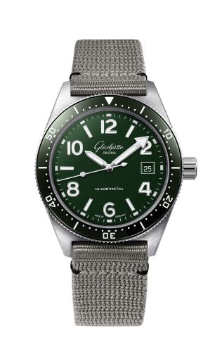 Glashütte Original 1-39-11-13-83-34 : SeaQ Date Stainless Steel / Green / Textile / Folding