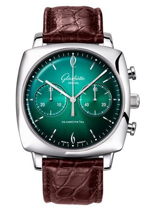 Glashütte Original 1-39-34-23-32-04 : Sixties Square Chronograph Stainless Steel / Forest