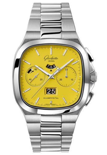 Glashütte Original 1-37-02-07-02-70 : Seventies Chronograph Panorama Date Yellow / Bracelet