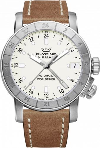 Glycine GL0058 : Airman 46 GMT Automatic Stainless Steel / White