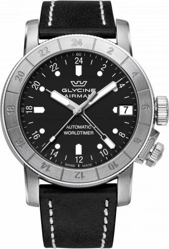 Glycine GL0059 : Airman 46 GMT Automatic Stainless Steel / Black