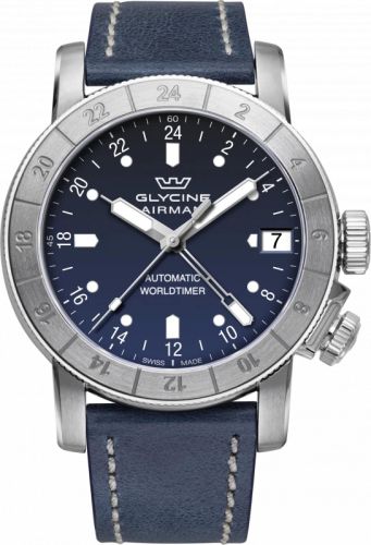 Glycine GL0060 : Airman 46 GMT Automatic Stainless Steel / Blue