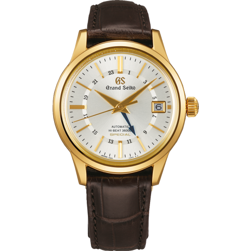 Grand Seiko SBGJ208 : Automatic Hi Beat 36000 GMT Special Yellow Gold / Silver / Strap