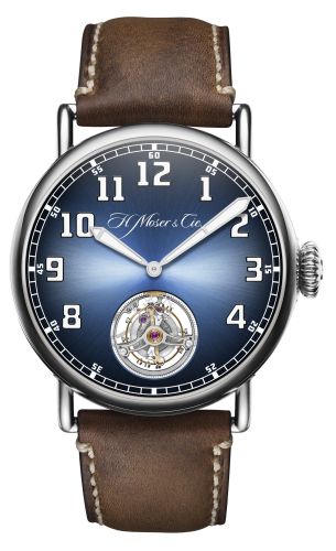 H. Moser & Cie 8804-1200 : Heritage Tourbillon Stainless Steel / Funky Blue