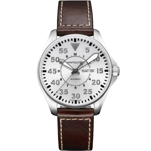 Hamilton H64611555 : Khaki Aviation Pilot Day Date Quartz Silver