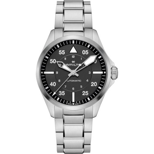 Hamilton H76305130 : Khaki Aviation Pilot Auto 39 Stainless Steel / Black / Bracelet