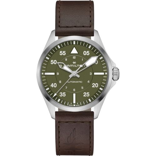 Hamilton H76305560 : Khaki Aviation Pilot Auto 39 Stainless Steel / Green