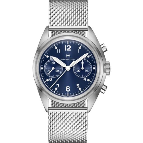 Hamilton H76409140 : Khaki Aviation Pilot Pioneer Mechanical Chronograph Stainless Steel / Blue / Bracelet