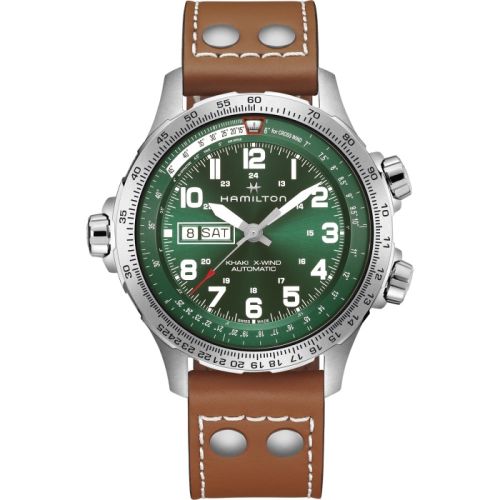 Hamilton H77735560 : Khaki Aviation X Wind Day Date Auto Stainless Steel / Green
