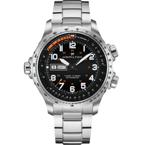 Hamilton H77755133 : Khaki Aviation X Wind Day Date Auto Stainless Steel / Black / Bracelet