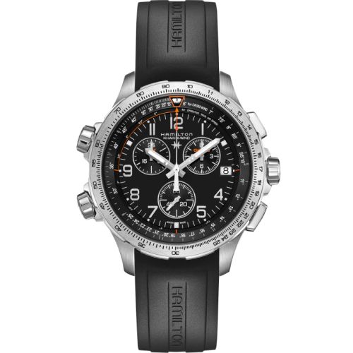 Hamilton H77912335 : Khaki Aviation X-Wind GMT Chrono Quartz Stainless Steel / Black / Rubber