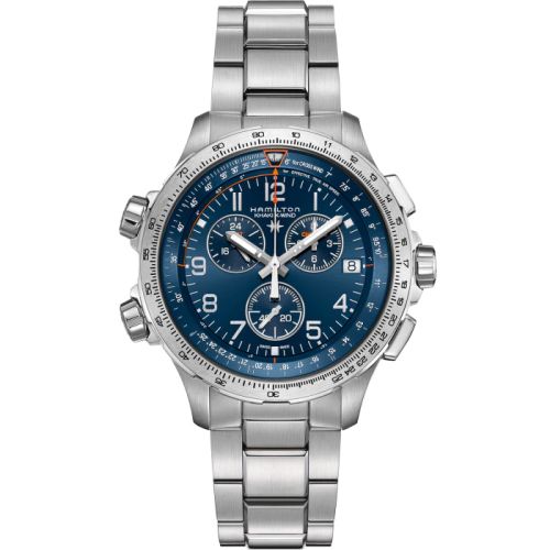 Hamilton H77922141 : Khaki Aviation X-Wind GMT Chrono Quartz Stainless Steel / Blue / Bracelet