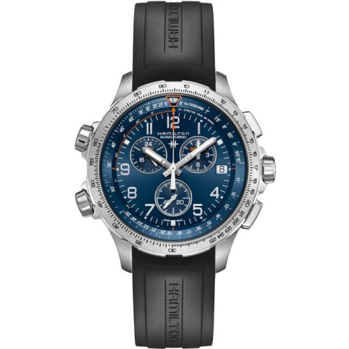 Hamilton H77922341 : Khaki Aviation X-Wind GMT Chrono Quartz Stainless Steel / Blue / Rubber