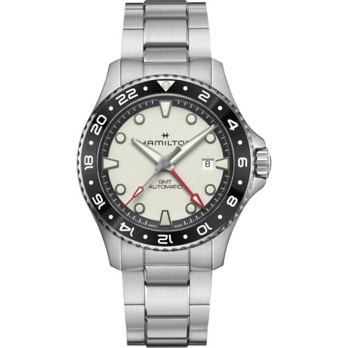 Hamilton H82555150 : Khaki Navy Scuba Automatic GMT 43 Stainless Steel / White / Bracelet