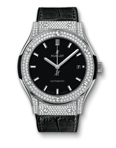 Hublot 511.NX.1171.LR.1704 : Classic Fusion 45 Titanium Pavé / Black / Diamond