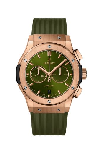 Hublot 541.OX.8980.RX : Classic Fusion 42 Chronograph King Gold / Green / Rubber