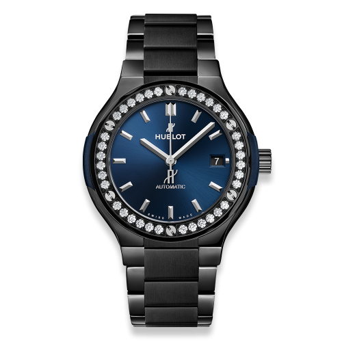 Hublot 568.CM.7170.CM.1204 : Classic Fusion 38 Ceramic - Diamond / Blue / Bracelet