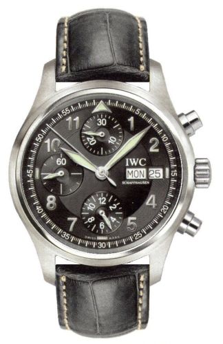 IWC IW3706-12 : Pilot's Watch Spitfire Chronograph Stainless Steel / Black / Italian / Strap