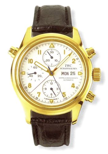 IWC IW3711-09 : Pilot's Watch Doppelchronograph Yellow Gold / White / German / Strap