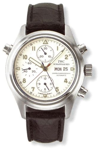 IWC IW3711-24 : Pilot's Watch Doppelchronograph Platinum / White / French / Strap