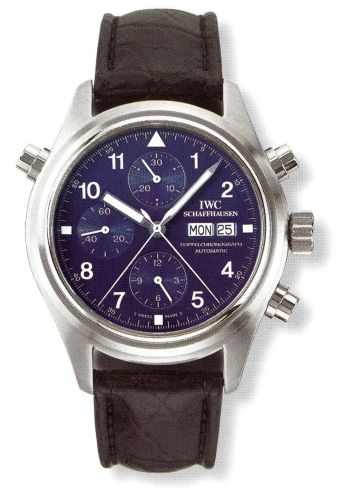 IWC IW3711-25 : Pilot's Watch Doppelchronograph Platinum / Blue / German / Strap
